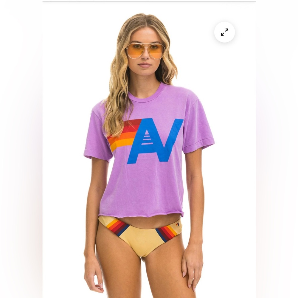 Aviator Nation Logo Boyfriend Tee Neon Purple